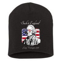 Suck It England Funny George Washington USA Flag 4th of July Short Acrylic Beanie