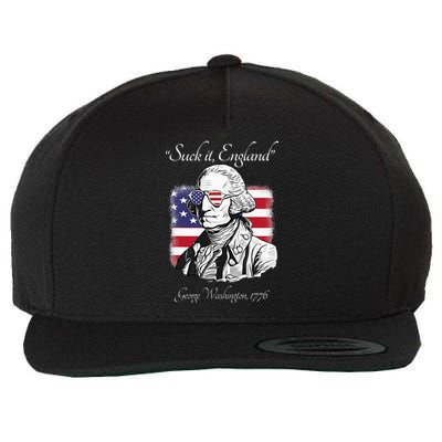 Suck It England Funny George Washington USA Flag 4th of July Wool Snapback Cap