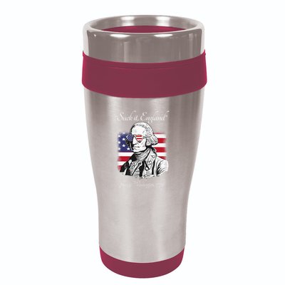 Suck It England Funny George Washington USA Flag 4th of July 16oz Travel Tumbler
