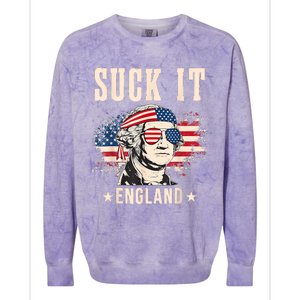 Suck It England Funny 4th Of July George Washington Colorblast Crewneck Sweatshirt