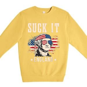 Suck It England Funny 4th Of July George Washington Premium Crewneck Sweatshirt