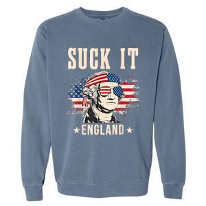 Suck It England Funny 4th Of July George Washington Garment-Dyed Sweatshirt