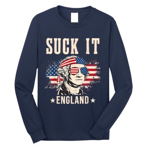 Suck It England Funny 4th Of July George Washington Long Sleeve Shirt