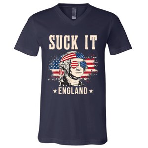 Suck It England Funny 4th Of July George Washington V-Neck T-Shirt