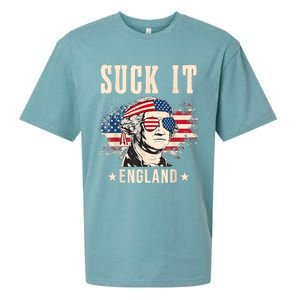 Suck It England Funny 4th Of July George Washington Sueded Cloud Jersey T-Shirt