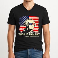 Suck It England Funny 4th Of July George Washington 1776 V-Neck T-Shirt