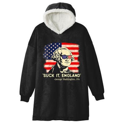 Suck It England Funny 4th Of July George Washington 1776 Hooded Wearable Blanket