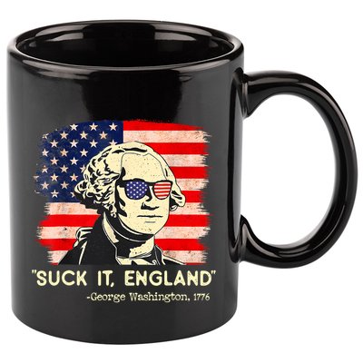 Suck It England Funny 4th Of July George Washington 1776 11oz C Handle Ceramic Mug