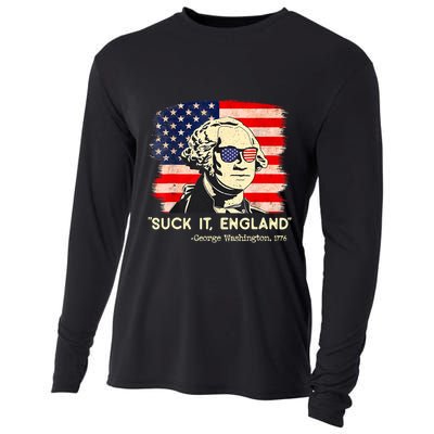 Suck It England Funny 4th Of July George Washington 1776 Cooling Performance Long Sleeve Crew