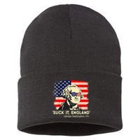 Suck It England Funny 4th Of July George Washington 1776 Sustainable Knit Beanie