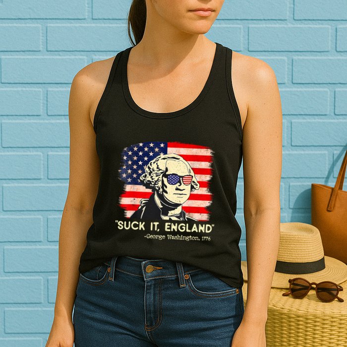 Suck It England Funny 4th Of July George Washington 1776 Womens Tank Top