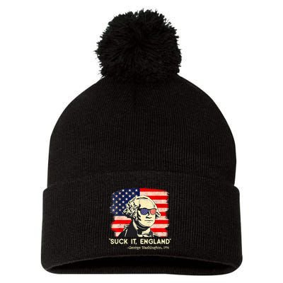 Suck It England Funny 4th Of July George Washington 1776 Pom Pom 12in Knit Beanie