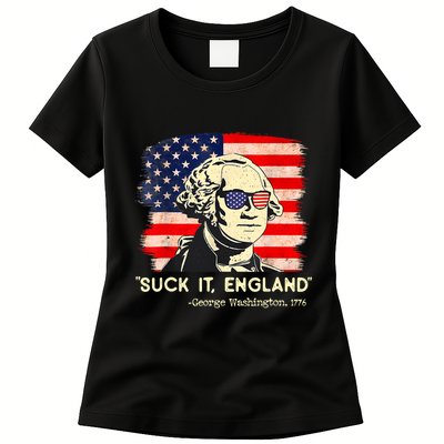 Suck It England Funny 4th Of July George Washington 1776 Womens T-Shirt