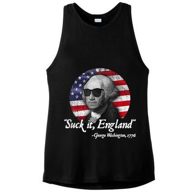 SUCK IT ENGLAND Funny 4th Of July George Washington 1776 Ladies PosiCharge Tri-Blend Wicking Tank