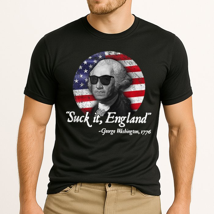 SUCK IT ENGLAND Funny 4th Of July George Washington 1776 Cooling Performance Crew T-Shirt