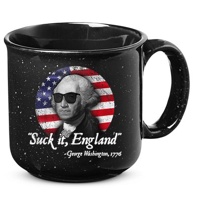 SUCK IT ENGLAND Funny 4th Of July George Washington 1776 15oz Campfire Ceramic Mug