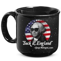 SUCK IT ENGLAND Funny 4th Of July George Washington 1776 15oz Campfire Ceramic Mug