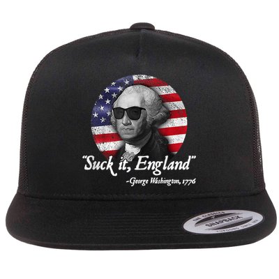 SUCK IT ENGLAND Funny 4th Of July George Washington 1776 Flatbill Hat