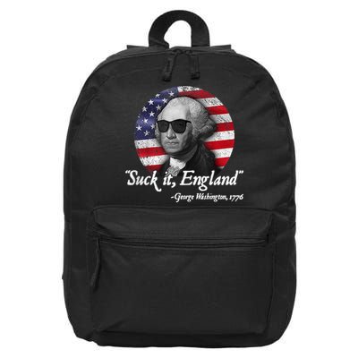 SUCK IT ENGLAND Funny 4th Of July George Washington 1776 16 in Basic Backpack