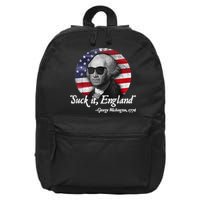 SUCK IT ENGLAND Funny 4th Of July George Washington 1776 16 in Basic Backpack