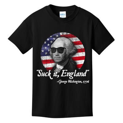 SUCK IT ENGLAND Funny 4th Of July George Washington 1776 Kids T-Shirt