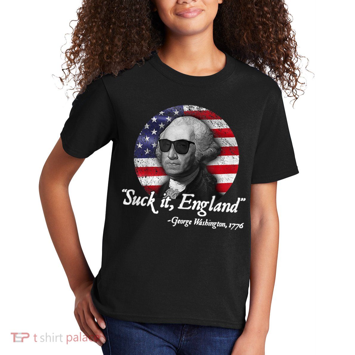 SUCK IT ENGLAND Funny 4th Of July George Washington 1776 Kids T-Shirt