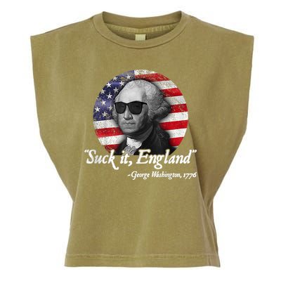 SUCK IT ENGLAND Funny 4th Of July George Washington 1776 Garment-Dyed Women's Muscle Tee