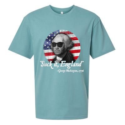 SUCK IT ENGLAND Funny 4th Of July George Washington 1776 Sueded Cloud Jersey T-Shirt