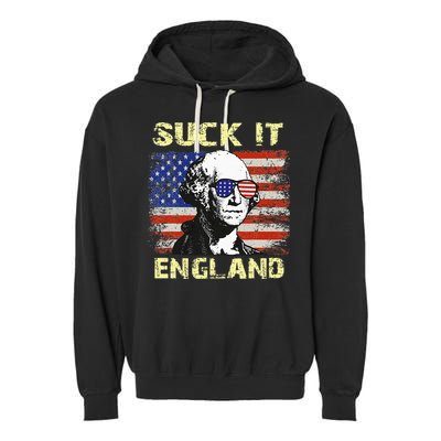 Suck It England Funny George Washington Garment-Dyed Fleece Hoodie