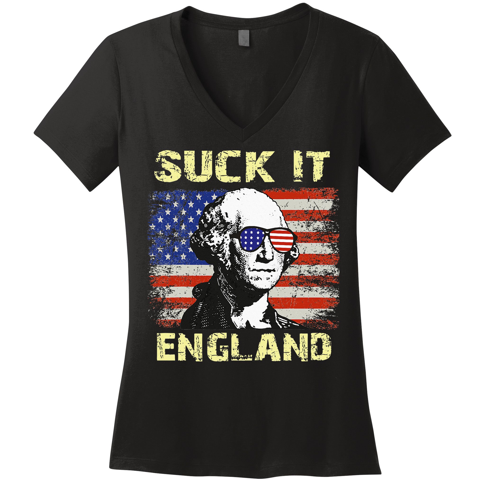 Suck It England Funny George Washington Women's V-Neck T-Shirt