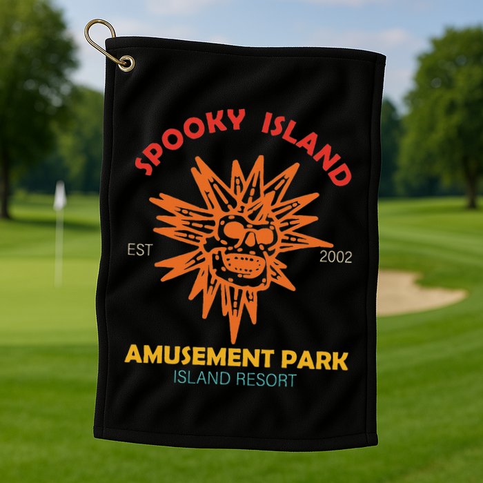 Spooky Island Est 2002 Amusement Park Island Resort Golf Towel