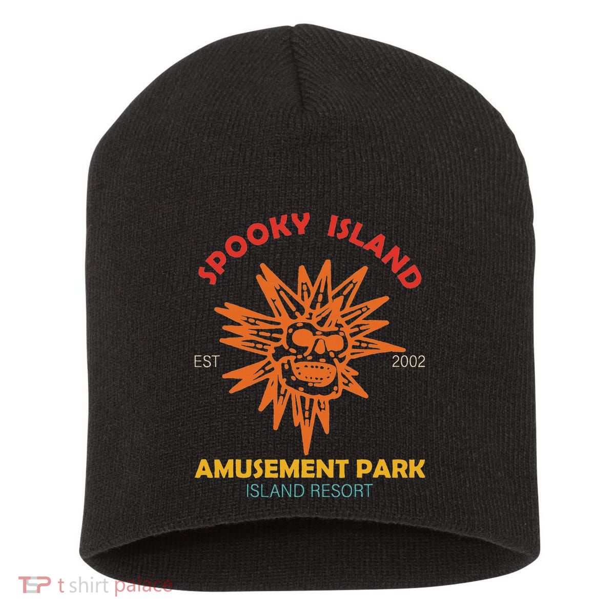 Spooky Island Est 2002 Amusement Park Island Resort Short Acrylic Beanie