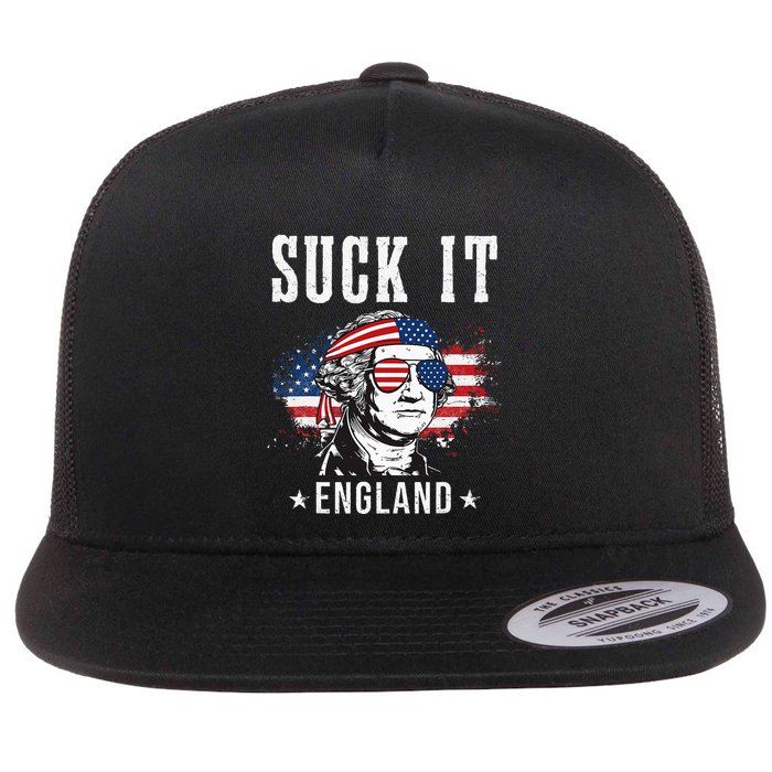 Suck It England Funny George Washington Funny Flat Bill Trucker Hat