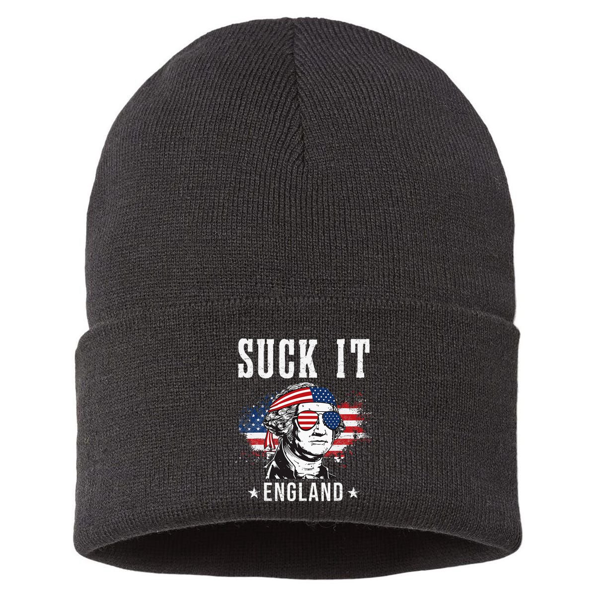 Suck It England Funny George Washington Funny Sustainable Knit Beanie