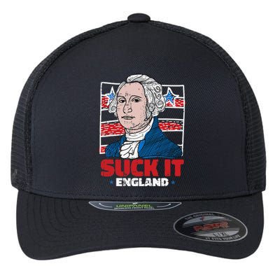 Suck It England 4th Of July Funny President Veteran Flexfit Unipanel Trucker Cap