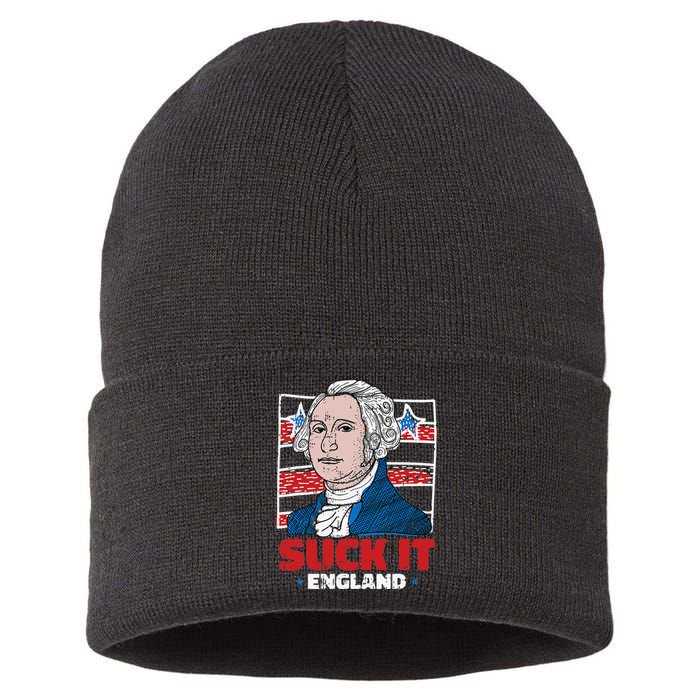 Suck It England 4th Of July Funny President Veteran Sustainable Knit Beanie