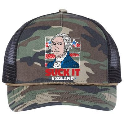 Suck It England 4th Of July Funny President Veteran Retro Rope Trucker Hat Cap