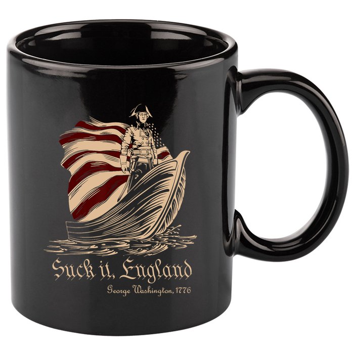 Suck It England Funny 4th Of July George Washington 1776 11oz C Handle Ceramic Mug