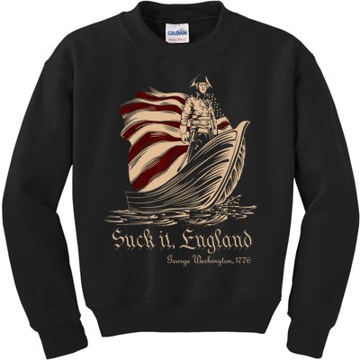 Suck It England Funny 4th Of July George Washington 1776 Kids Sweatshirt