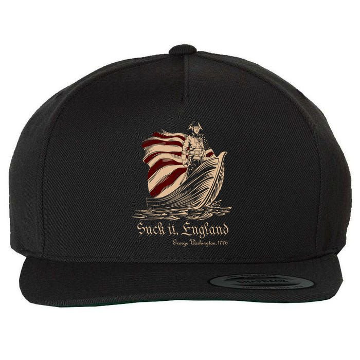 Suck It England Funny 4th Of July George Washington 1776 Wool Snapback Cap