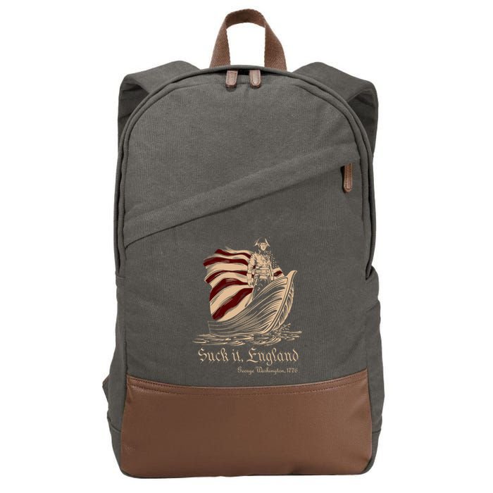 Suck It England Funny 4th Of July George Washington 1776 Cotton Canvas Backpack