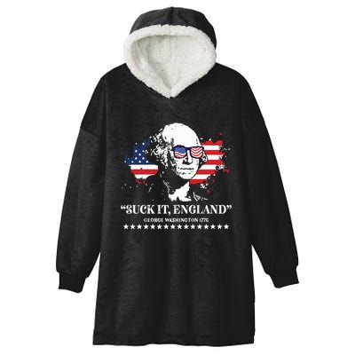 Suck It England George Washington 1776 Hooded Wearable Blanket