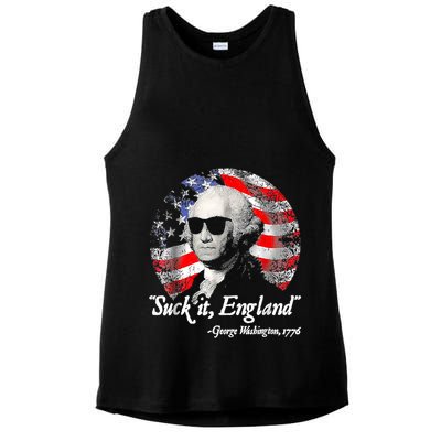 Suck It England 4th Of July George Washington Ladies PosiCharge Tri-Blend Wicking Tank