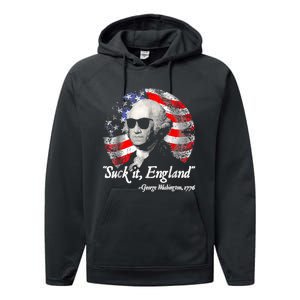 Suck It England 4th Of July George Washington Performance Fleece Hoodie