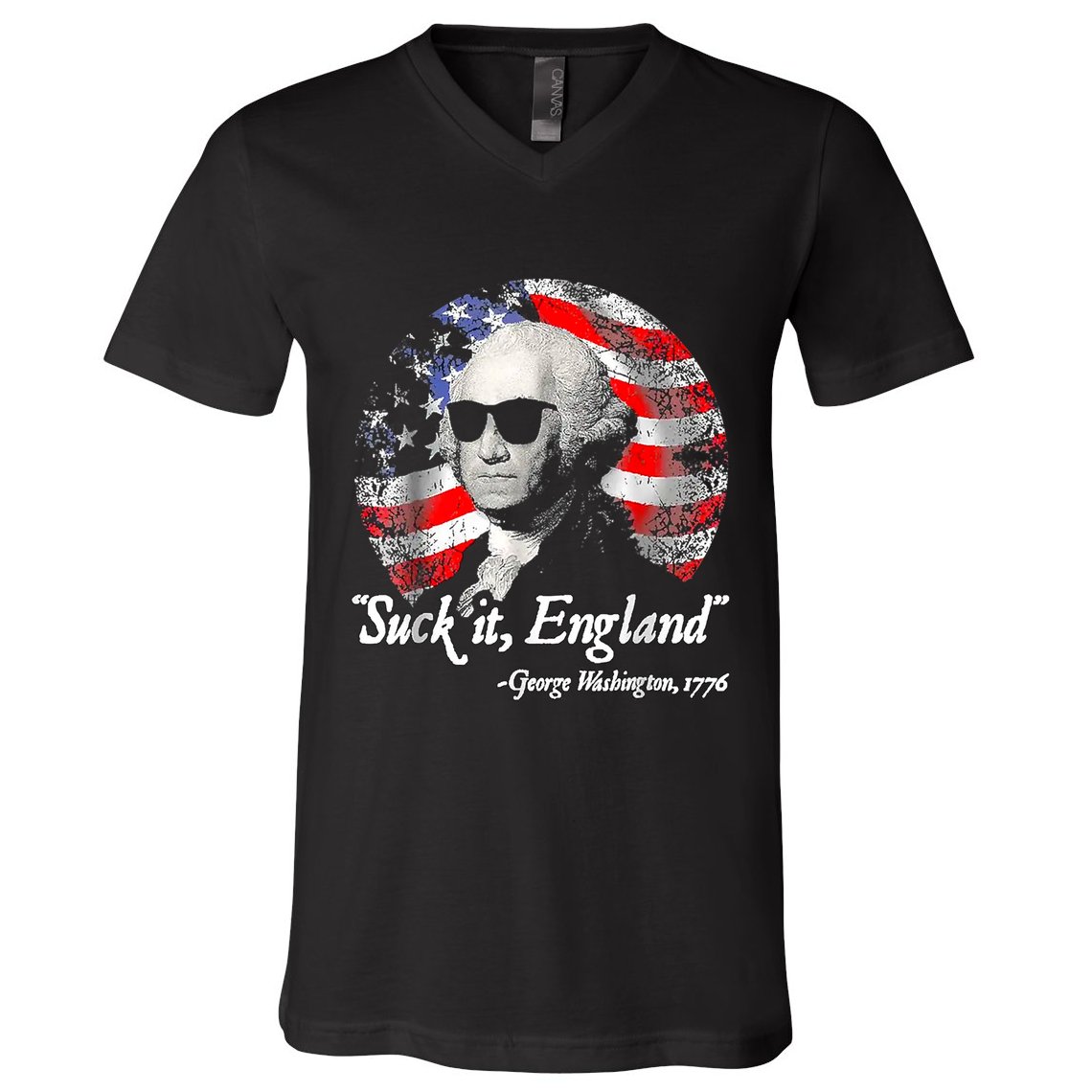 Suck It England 4th Of July George Washington V-Neck T-Shirt