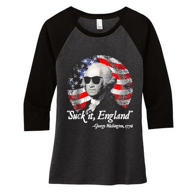 Suck It England 4th Of July George Washington Women's Tri-Blend 3/4-Sleeve Raglan Shirt