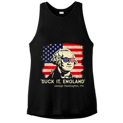 Suck It England Funny 4th Of July Funny George Washington Ladies PosiCharge Tri-Blend Wicking Tank