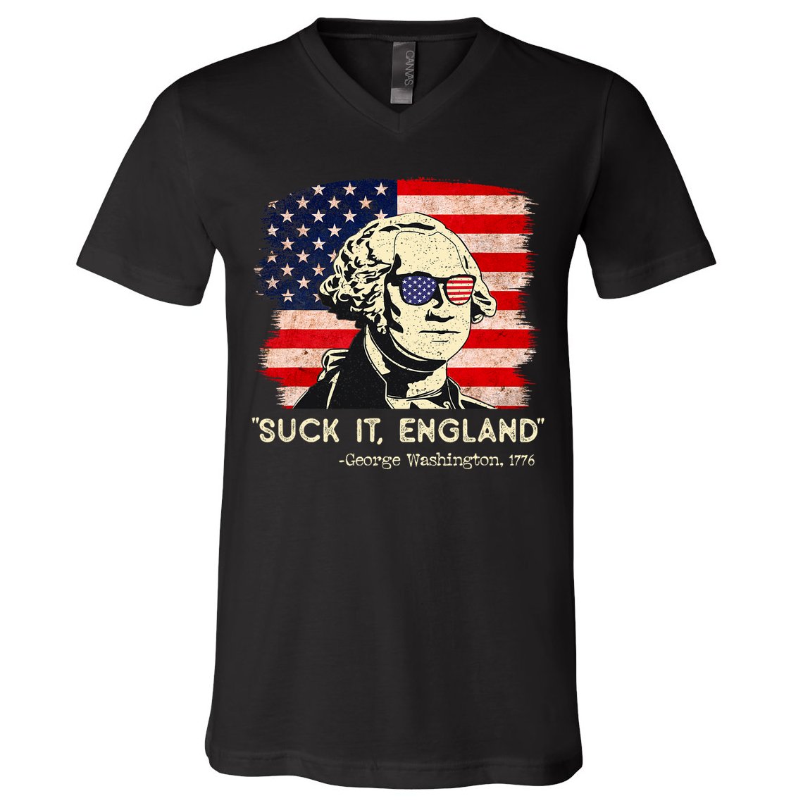 Suck It England Funny 4th Of July Funny George Washington V-Neck T-Shirt
