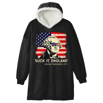 Suck It England Funny 4th Of July Funny George Washington Hooded Wearable Blanket