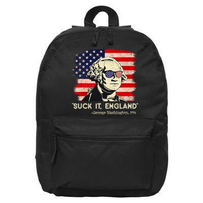 Suck It England Funny 4th Of July Funny George Washington 16 in Basic Backpack